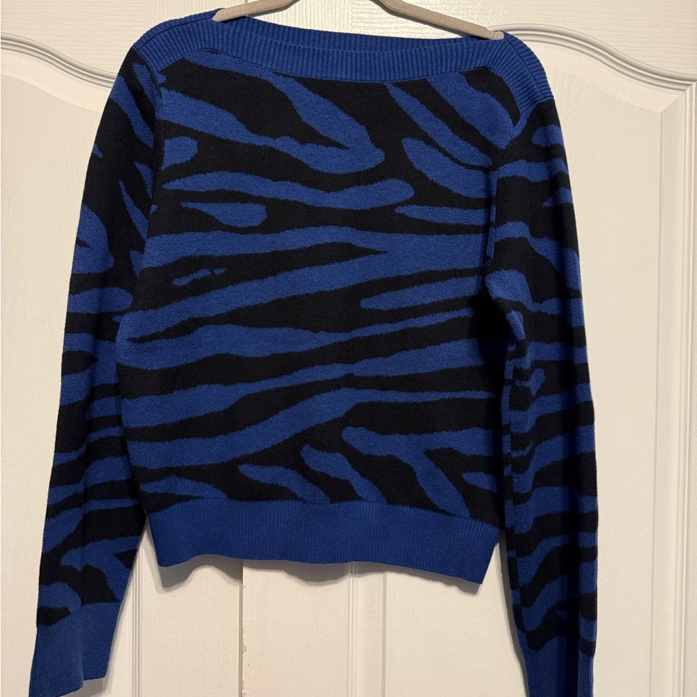 LOFT Blue and Black Animal Print Sweater